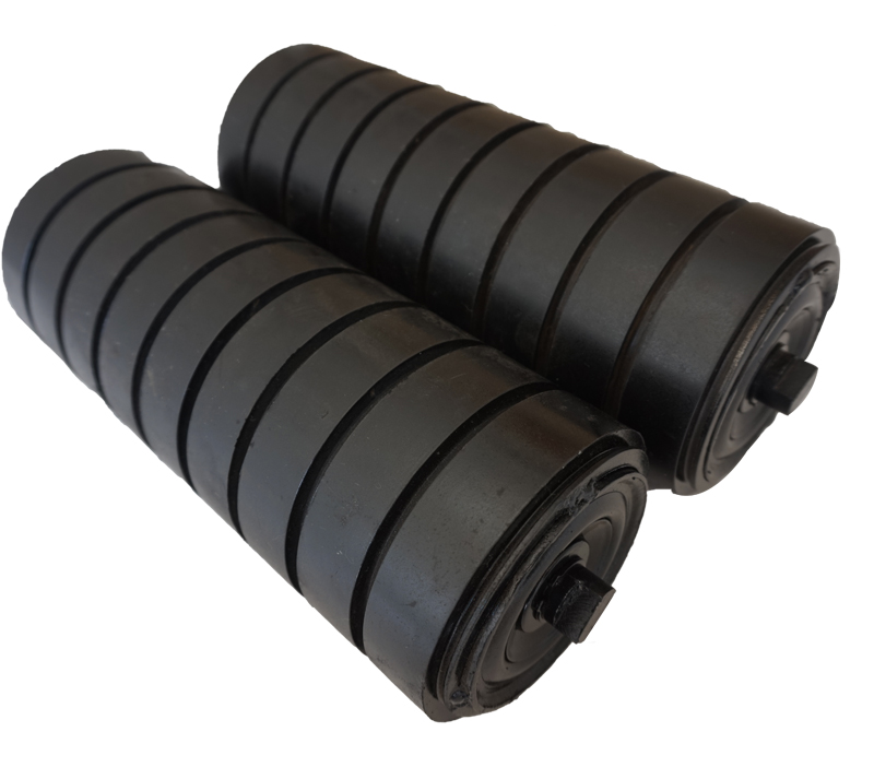 JIS Standard 114mm Dia Rubber Coated Impact Conveyor Roller