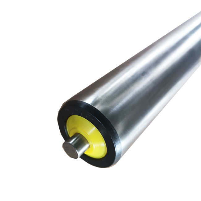 50mm Diameter zinc plated steel gravity roller with plastic bearing cap